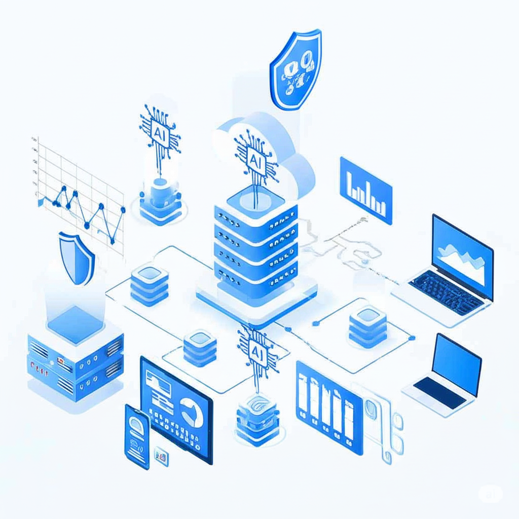 Illustration showing cloud computing and AI services